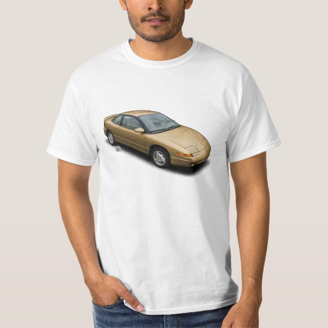 Gold 1991 Saturn SC2 on White T-Shirt (Front)