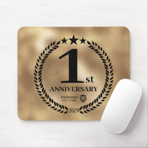 Gold 1st Anniversary Business Logo Commemorative Mouse Pad