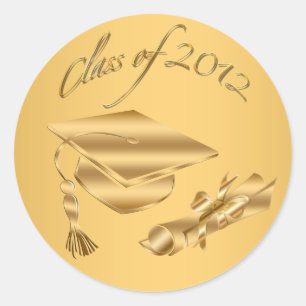 Gold 2012 Graduation Cap & Diploma Seals