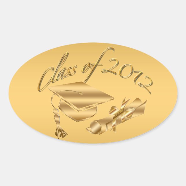 Gold 2012 Graduation Cap & Diploma Seals (Front)