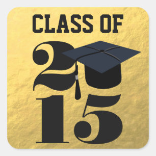 Gold 2015 Grad Cap   Graduation Sticker