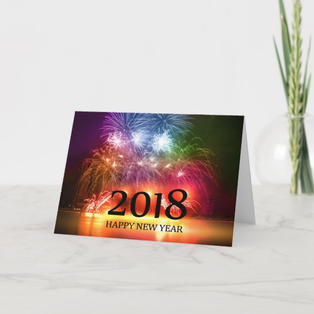Gold 2018 Happy New Year Fireworks card (Front)