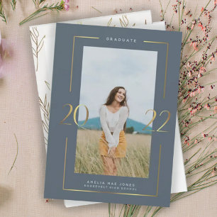 Gold 2022 Frame Photo Graduation Announcement