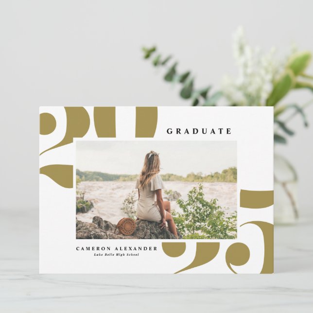 Gold 2025 Bold Typography Photo Graduation Announcement (Standing Front)
