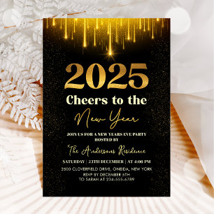 Gold 2025 Cheers New Years Eve Party Invitation