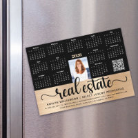 Gold 2026 Calendar Real Estate Photo QR Code Card