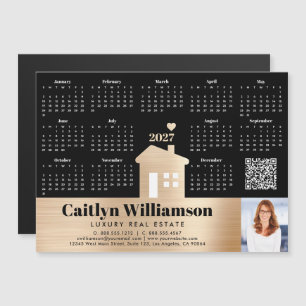 Gold 2027 Calendar Realtor Photo QR Code Magnet