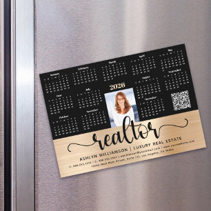 Gold 2027 Calendar Realtor Photo QR Code Magnet