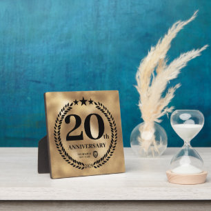 Gold 20th Anniversary Business Logo Commemorative Plaque