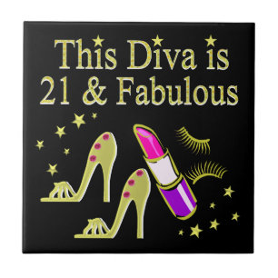 GOLD 21 AND FABULOUS BIRTHDAY DESIGN TILE
