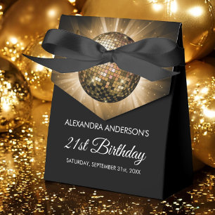 Gold 21st Birthday Party Gold Disco Ball Favour Box