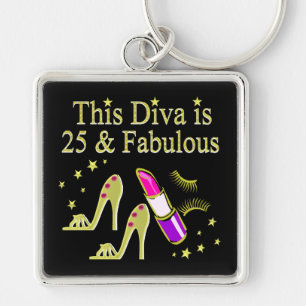 GOLD 25 AND FABULOUS DIVA DESIGN KEY RING