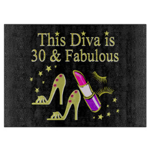 GOLD 30 AND FABULOUS 30TH BIRTHDAY DESIGN CUTTING BOARD