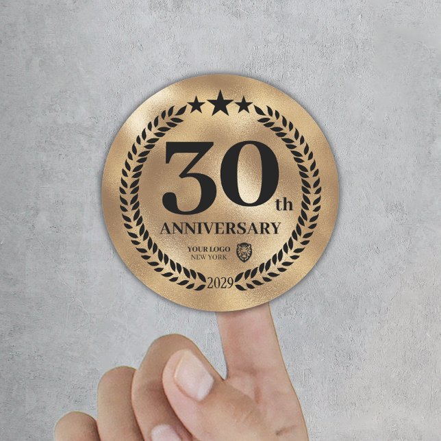 Gold 30th Anniversary Business Logo Commemorative Classic Round Sticker (Gold 30th Anniversary Business Logo Commemorative Classic Round Sticker
)