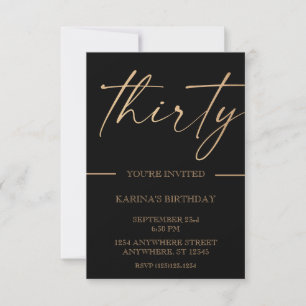 Gold 30th Birthday Invitation