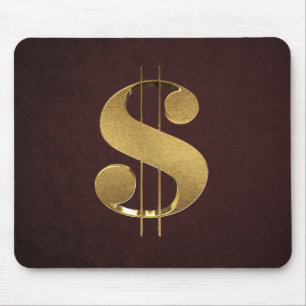 Gold 3D Dollar Sign Mouse Pad