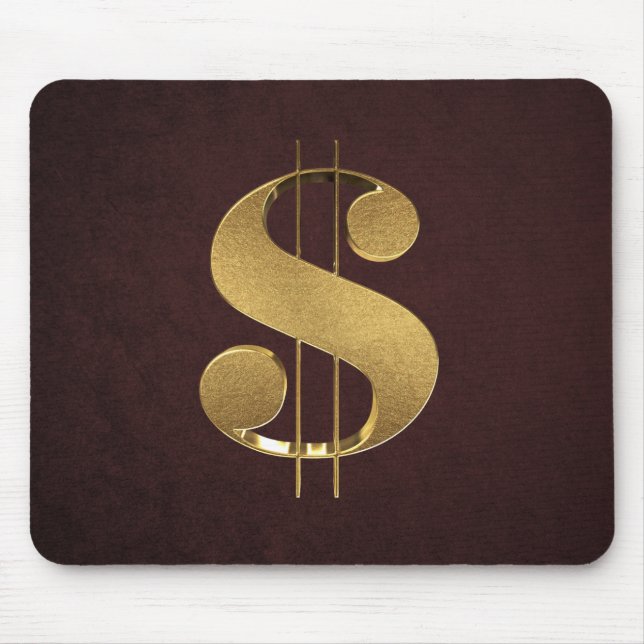 Gold 3D Dollar Sign Mouse Pad (Front)