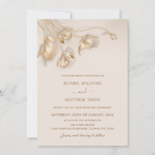 Gold 3D Flowers Invitation