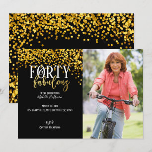 Gold 40 & Fabulous 40th Birthday Party Invitations