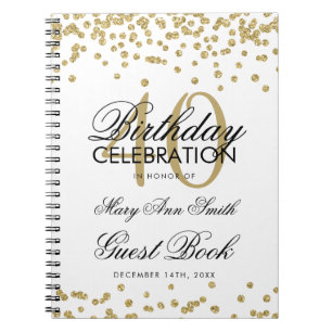 Gold 40th Birthday Guest Book Confetti