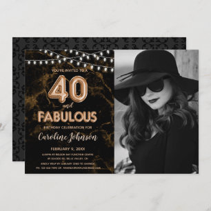 Gold 40th Birthday Party  - 40 & Fabulous Invitation