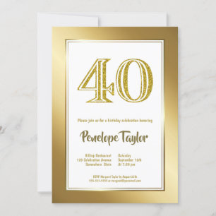 Gold 40th Birthday Party Invitation