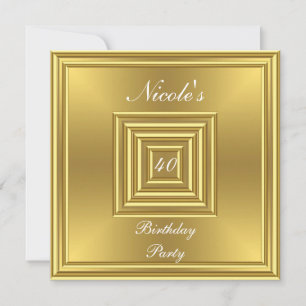 Gold 40th Birthday  Party Invitation