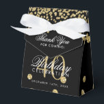 Gold 40th Birthday Thank You Confetti Black Favour Box<br><div class="desc">Elegant "Thank You" 40th Birthday Gold Faux Glitter Confetti Black design.</div>