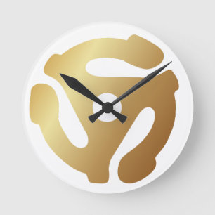 Gold 45 rpm Vinyl Record Adapter  Round Clock