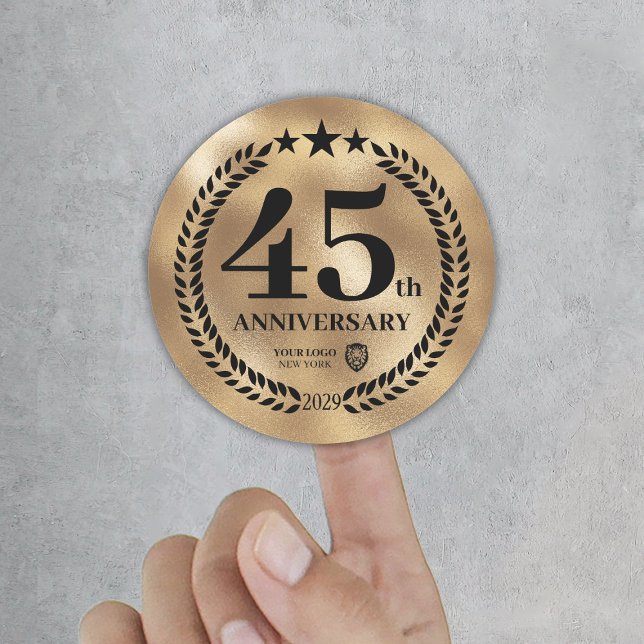 Gold 45th Anniversary Business Logo Commemorative Classic Round Sticker (Gold 45th Anniversary Business Logo Commemorative Classic Round Sticker
)