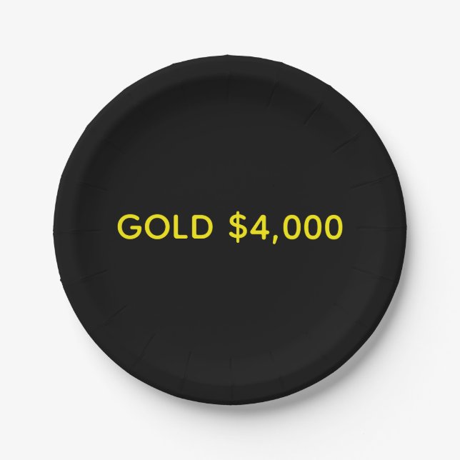 Gold $4,000 Market Celebration Paper Plate (Front)