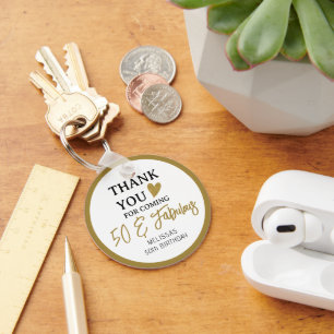 Gold 50 And Fabulous 50th Birthday Party Favours Key Ring