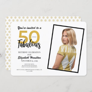 Gold 50 and Fabulous Birthday Party Invitation