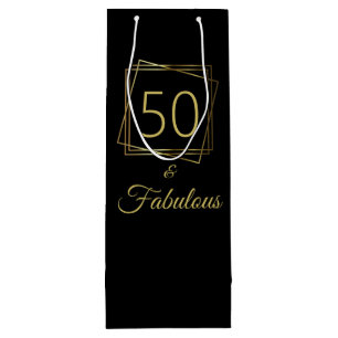 Gold 50 and Fabulous Birthday  Wine Gift Bag