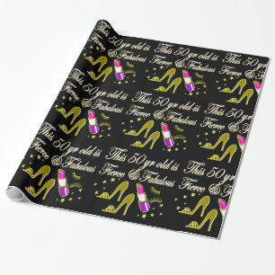 GOLD 50 AND FABULOUS DIVA DESIGN WRAPPING PAPER