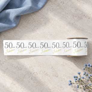 Gold 50 and Fabulous Female 50th birthday Satin Ribbon