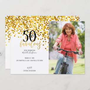 Gold 50 & Fabulous 50th Birthday Party Invitations