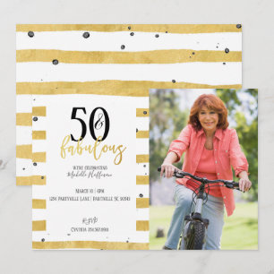 Gold 50 & Fabulous 50th Birthday Party Invitations