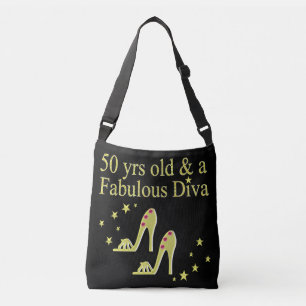 GOLD 50 & FABULOUS DIVA DESIGN CROSSBODY BAG