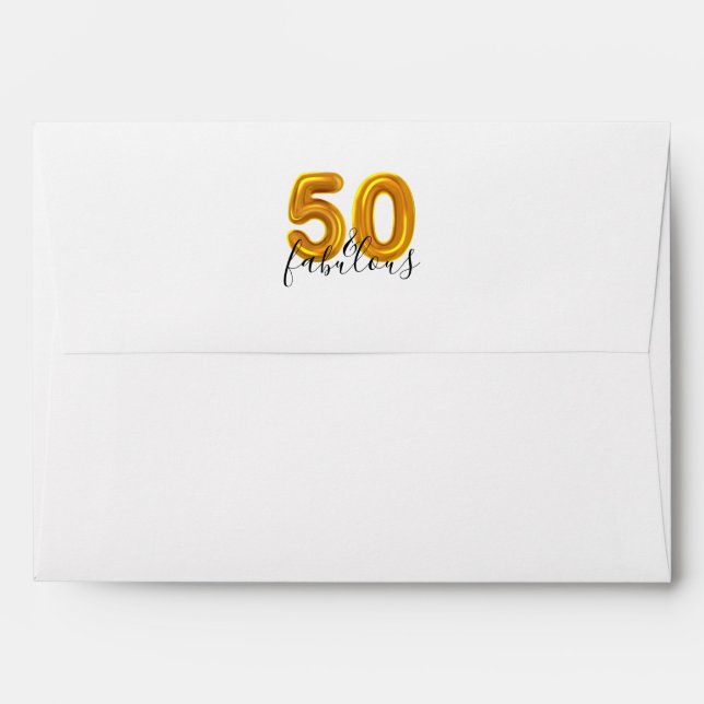 Gold 50 & Fabulous Modern 50th Birthday Envelope (Back (Top Flap))