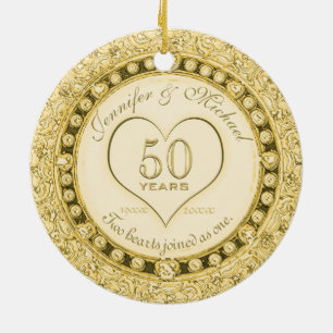 Gold 50th Anniversary Ceramic Ornament