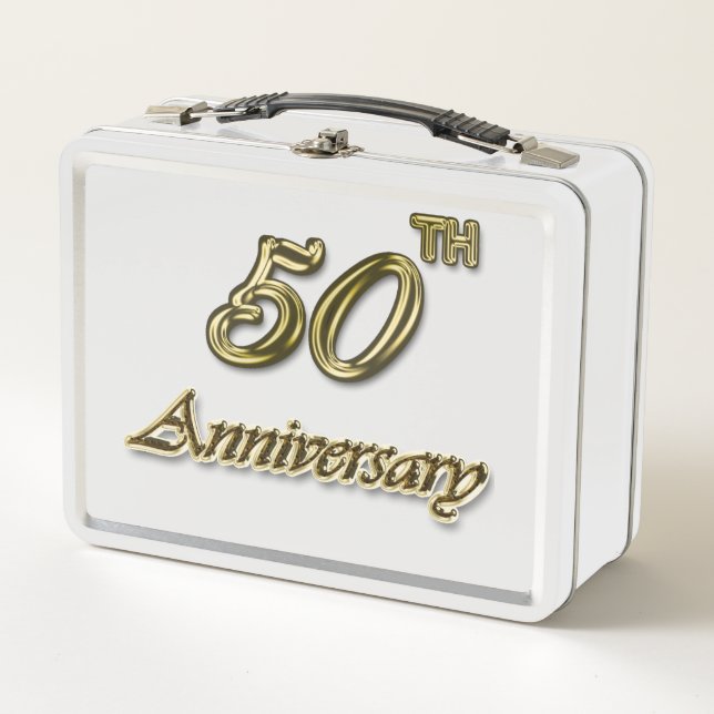 Gold 50th Anniversary Metal Lunch Box (Front)