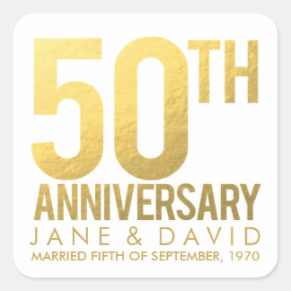 Gold 50th Anniversary Personalised Stickers