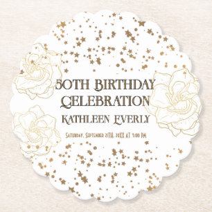 Gold 50th Birthday Celebration Paper Coaster