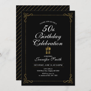 Gold 50th Birthday Celebration Party Invitation