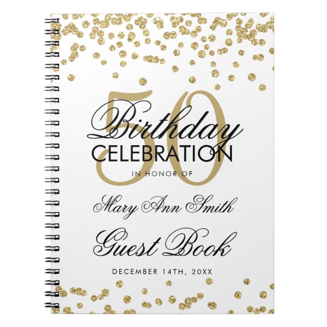 Gold 50th Birthday Guest Book Confetti (Front)