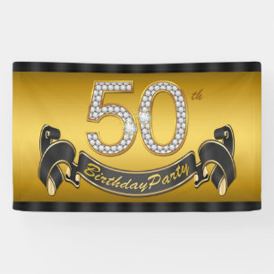 Gold 50th Birthday Party Banner