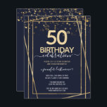 Gold 50th Birthday Party Budget Invitation<br><div class="desc">Elegant Faux gold border with shimmering confetti highlights on the top border. All text is adjustable and easy to change for your own party needs. Great elegant 80th birthday template design.</div>