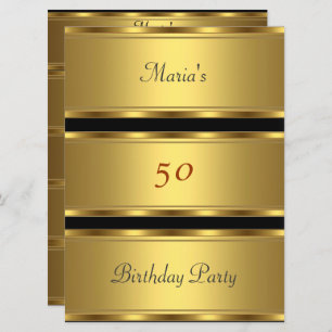Gold 50th birthday Party Gold Black Invitation
