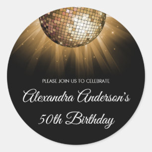 Gold 50th Birthday Party Gold Disco Ball Classic Round Sticker